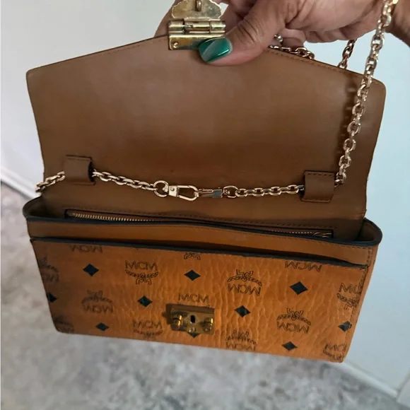 MCM Cognac Visetos Logo Chain Crossbody - Picture 11 of 11